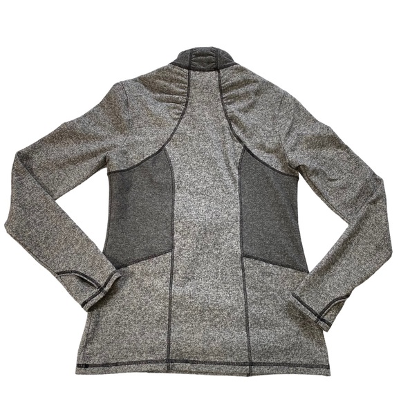 Athleta Pull Over Half Zip Womens Size S Olompali Gray Thumbholes Heathered Top - Picture 11 of 14
